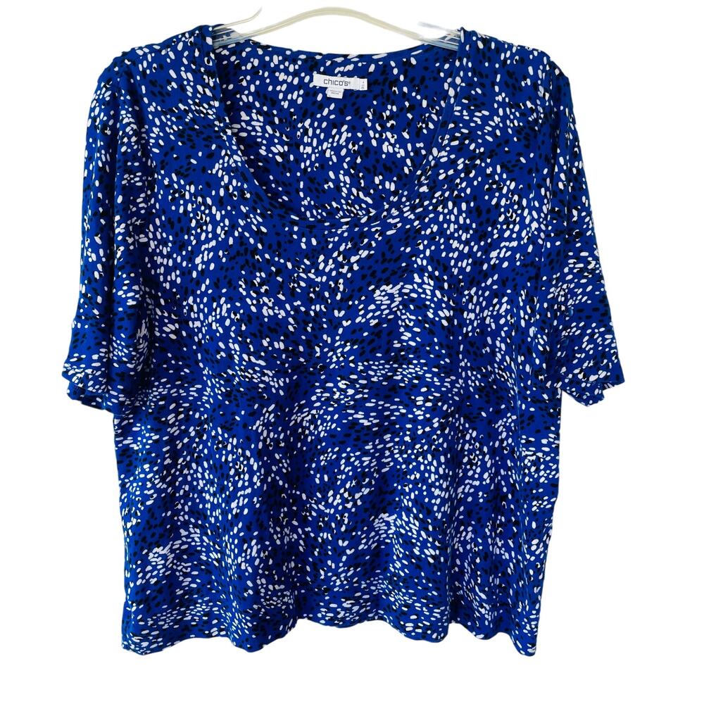 Chico’s Size XL Knit Pullover Blue Shorts sleeves top